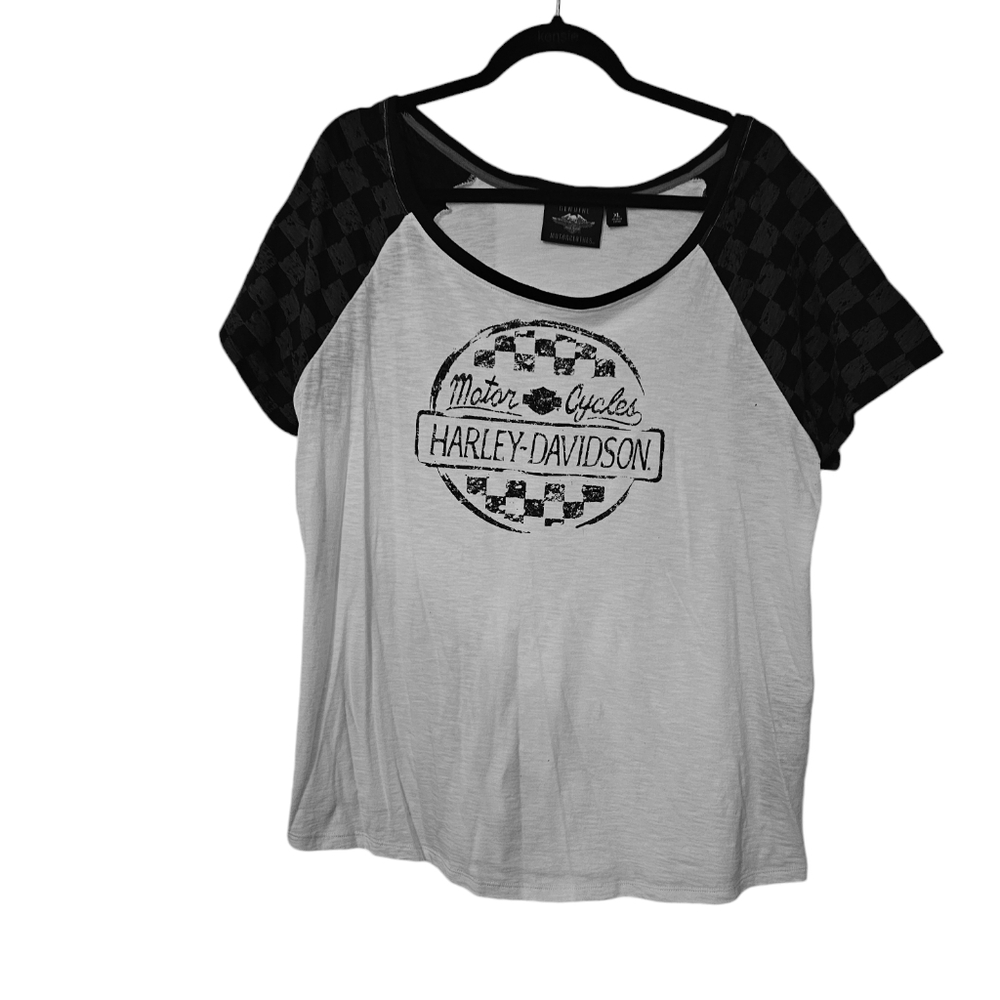 Harley-Davidson X-LARGE Checkered Short Sleeve Tee Women Pre-owned